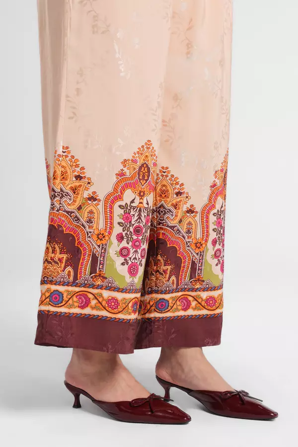 MINIMAL - Izma - Kulot Lebar Motif Etnik Dengan Pleats - Pink Light