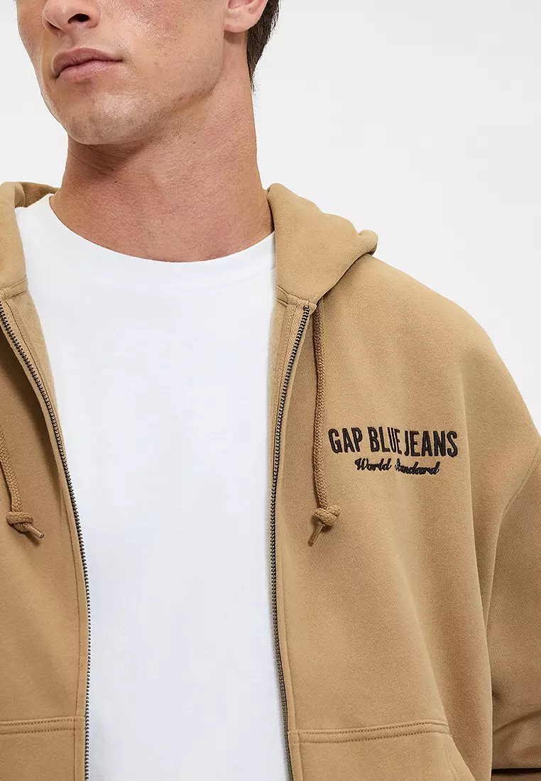 Vintage Soft Denim Zip-Up Hoodie