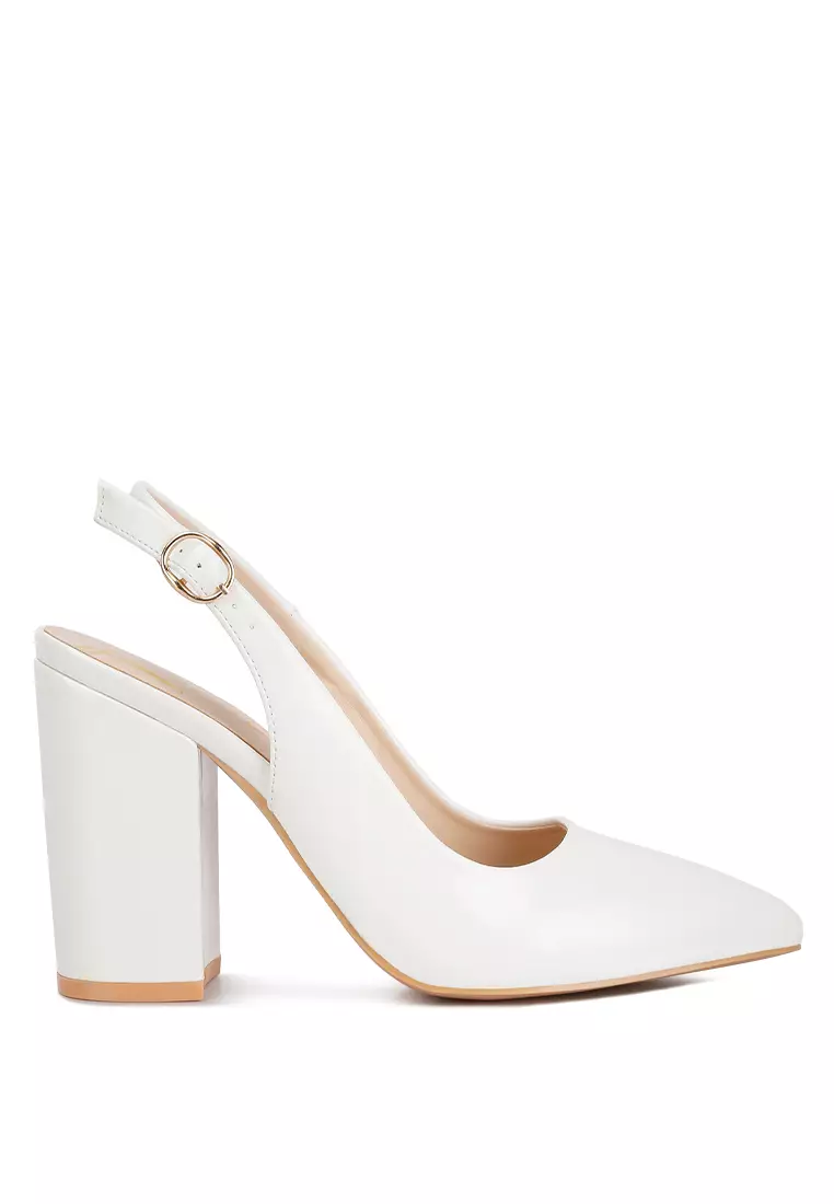 Discount on London Rag  shoes - SKU: White Slingback High Block Sandals