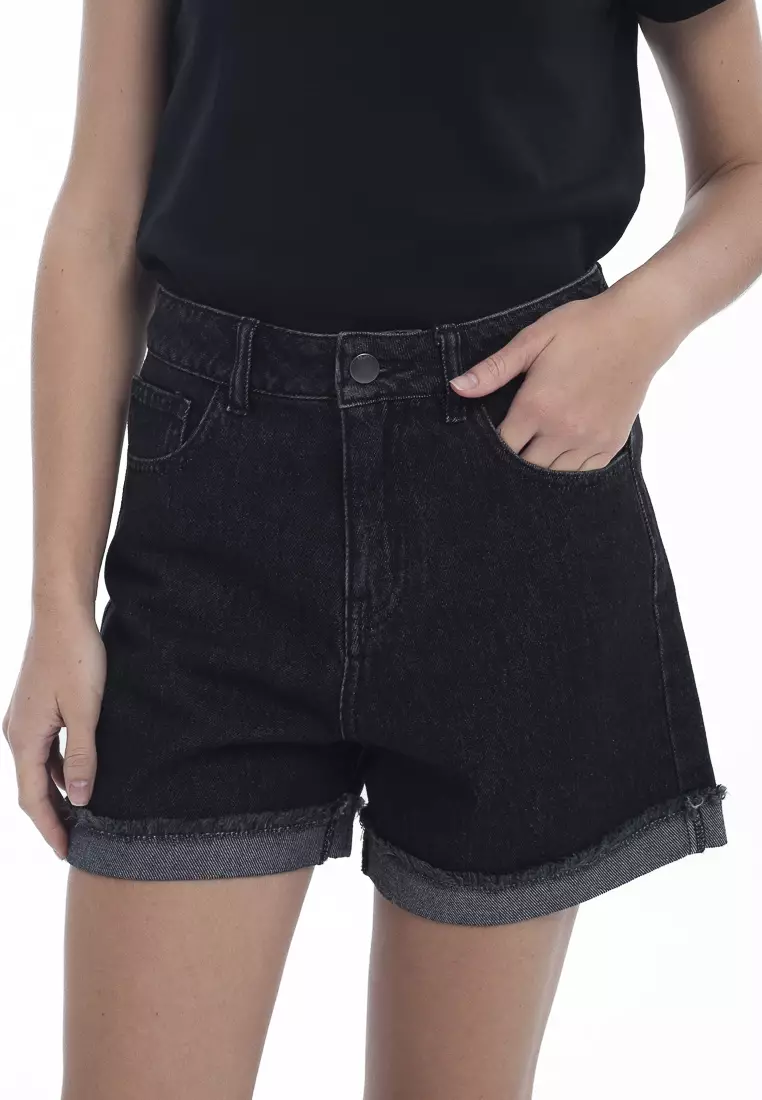 Ladies' Denim Shorts with Rolled Raw Edges