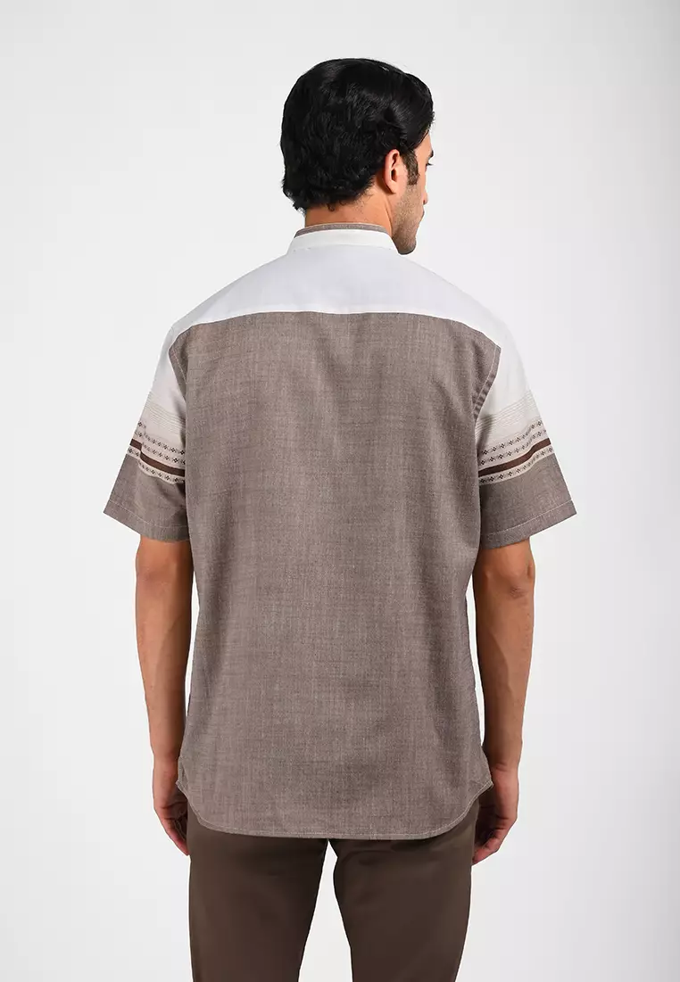 MOC Kemeja Koko Lengan Pendek Pria FIKAR-WHITE