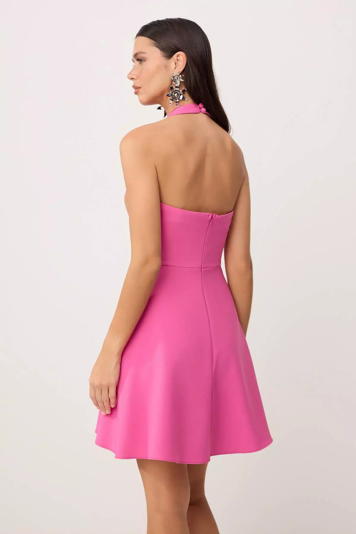 Fuchsia Plain Skirt With Open Waist Woven Finike Short / Mini Unlined Stylish/Evening Dress