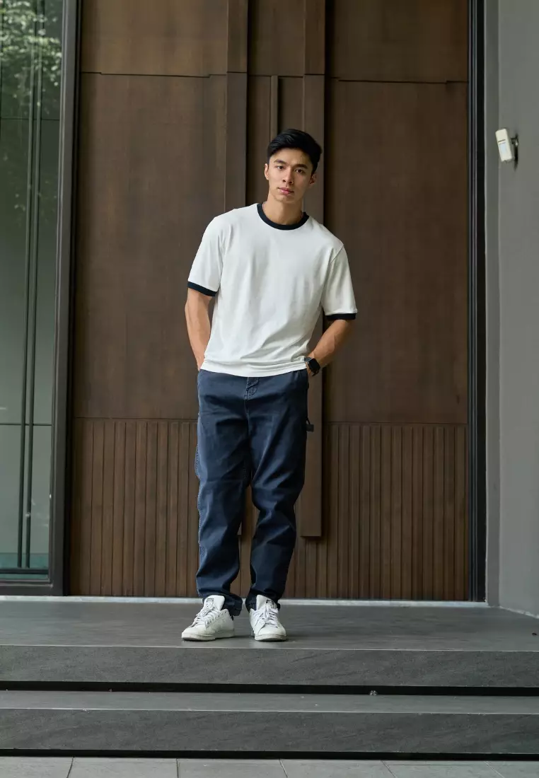 Kale Ringer White Black / Cotton Cloudy / Kaos Boxy Fit / Kaos Korea / Atasan Kaos Pria / Kaos Basic Pria