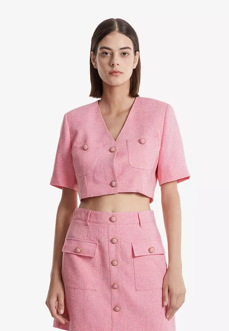 Pink short hot sale sleeve jacket