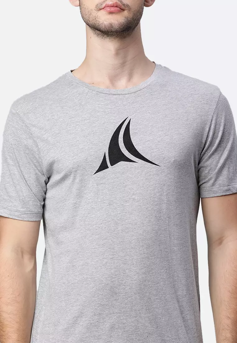 Men's Round Neck Grey Training Cotton Tee