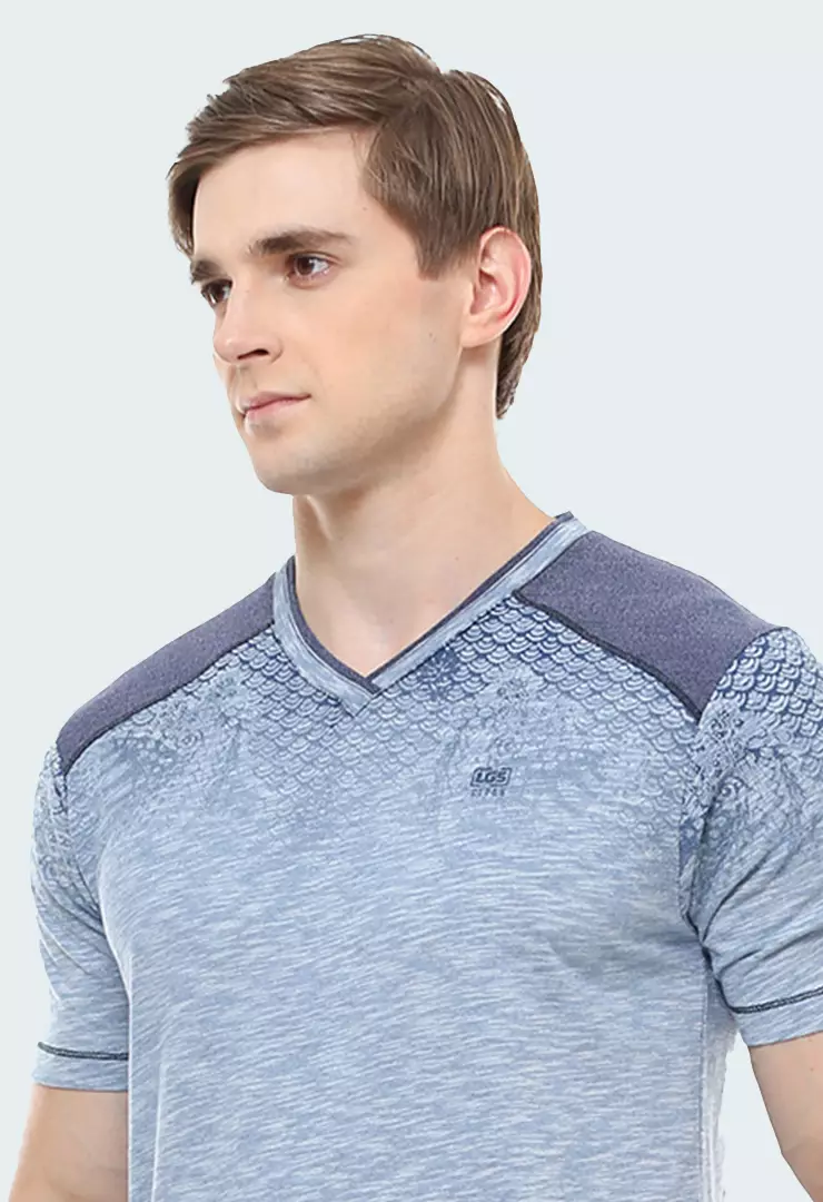 LGS - Kaos Casual Pria - Biru - V-Neck - JTS.322.M2476F.01.C
