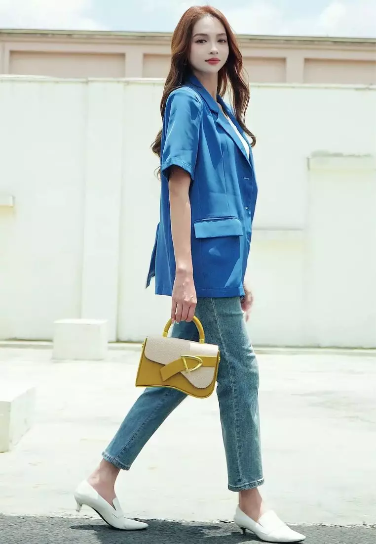 Women's Top Handle Bag / Sling Bag / Crossbody Bag - Yellow