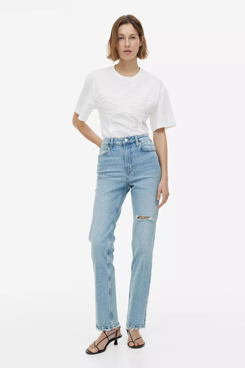 Buy H&M Vintage Straight High Jeans Online | ZALORA Malaysia