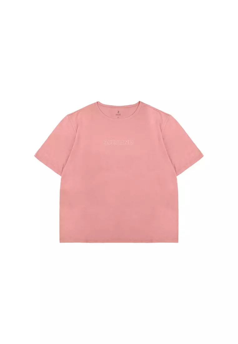 3Second Women's Basic T-Shirt Short Sleeve Boxy Fit Cotton Logo Script 3 OL-C060925