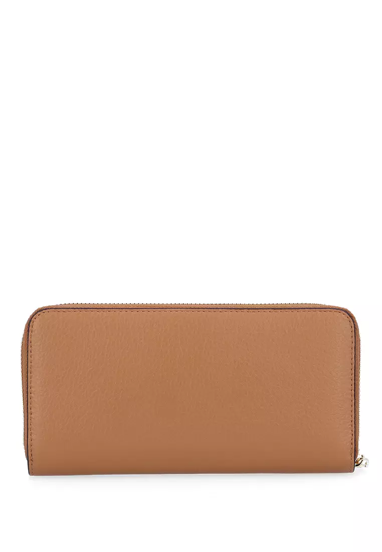 Brown Therapeutic Leather Zip-Around Wallet