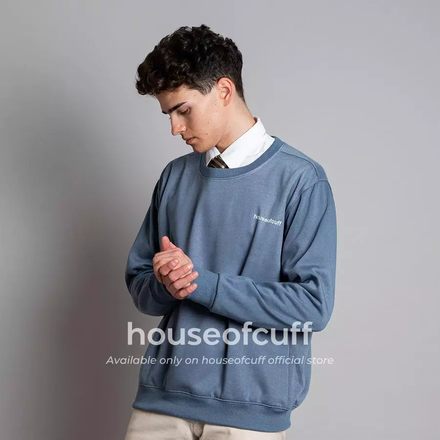 Houseofcuff sweater crewneck basic outer steel blue