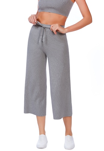 London Rag grey Solid Casual Drawstring Cropped Pants in Grey 777D4AA79DF9E6GS_1