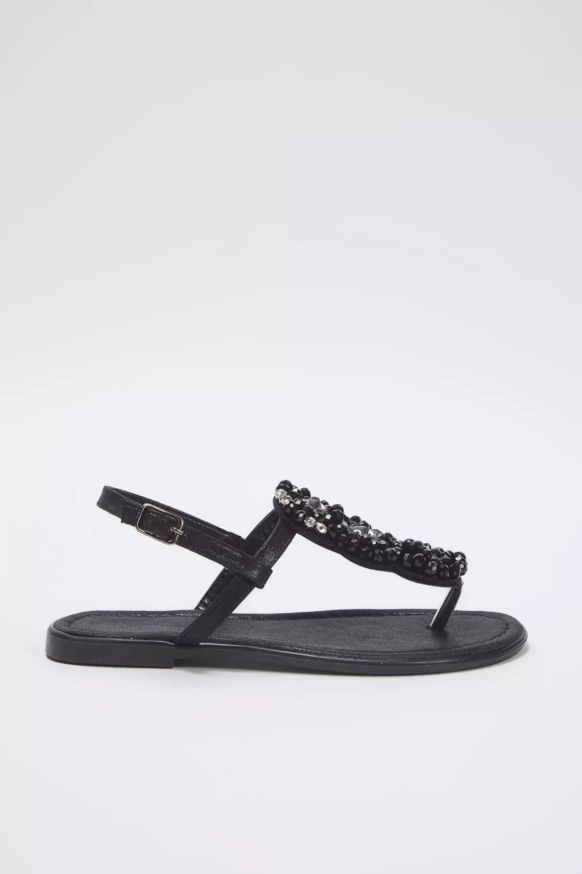 Black Stone Ankle Banded Flip Flops Women Stylish Sandals Takss25Sd00006