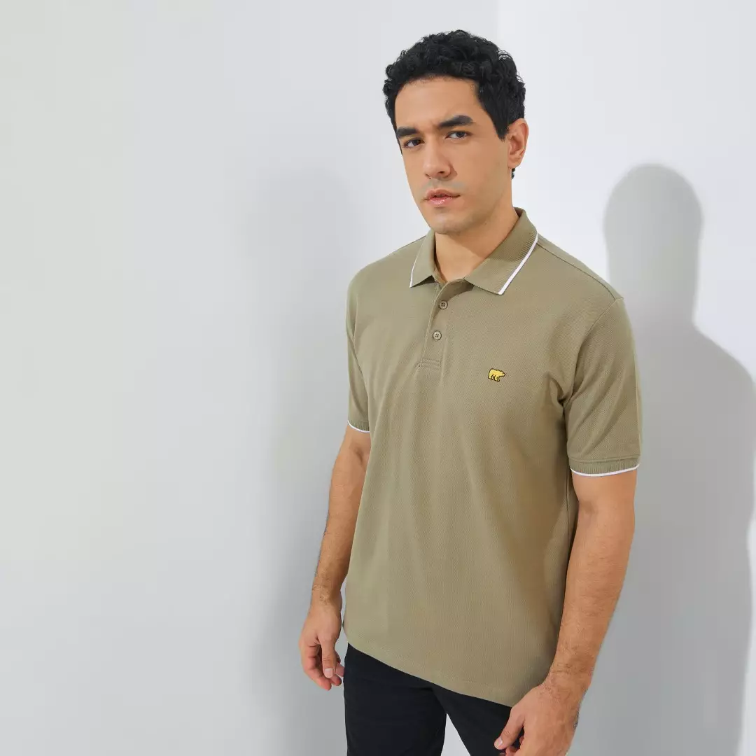 Jack Nicklaus Mandela Polo Shirt Pria Regular Fit Khaki Colour Khaki