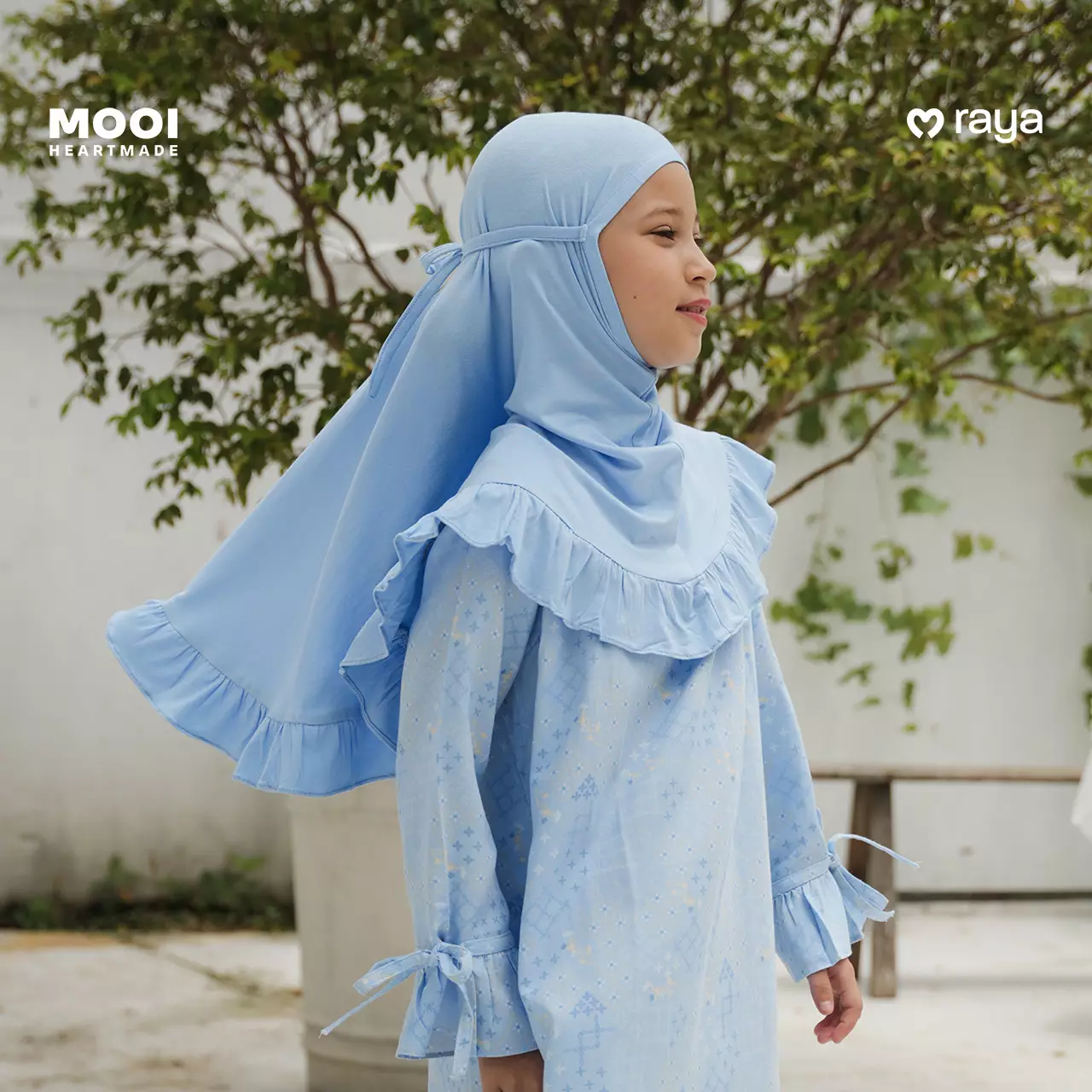 Mooi Hijab Ruffle Instant Anak Jilbab Anak Perempuan Nada Hijab - Brown Beige