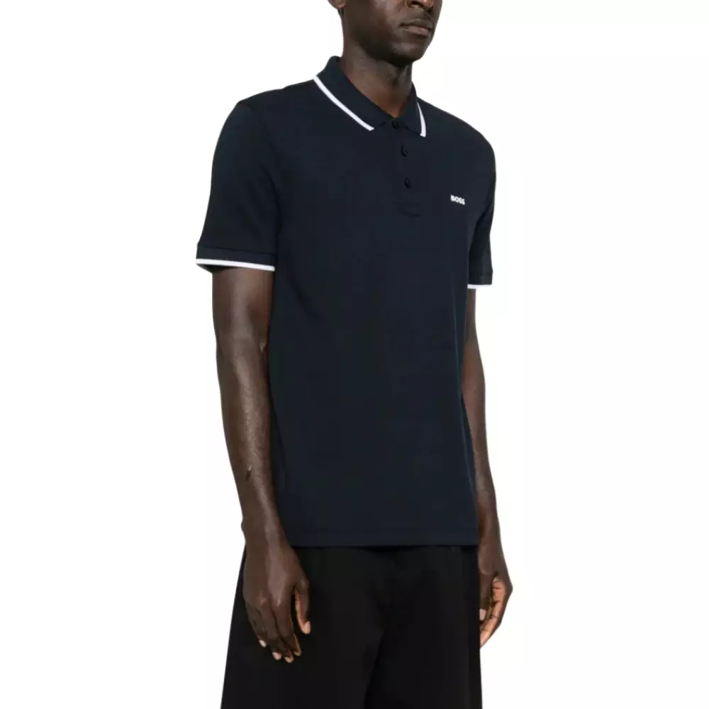 Parlay 190 Polo Shirt with White Stripe Navy