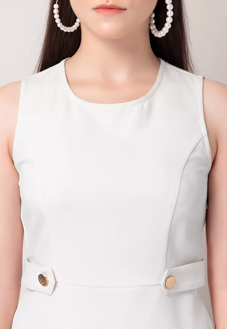 White Sleeveless A-Line Dress
