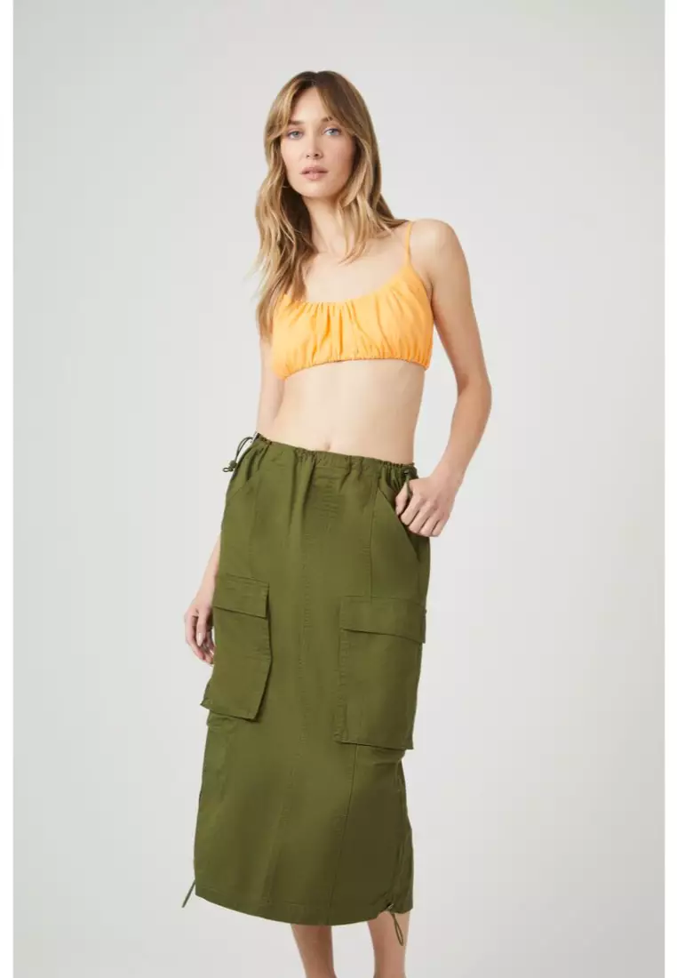 Drawstring shop twill skirt