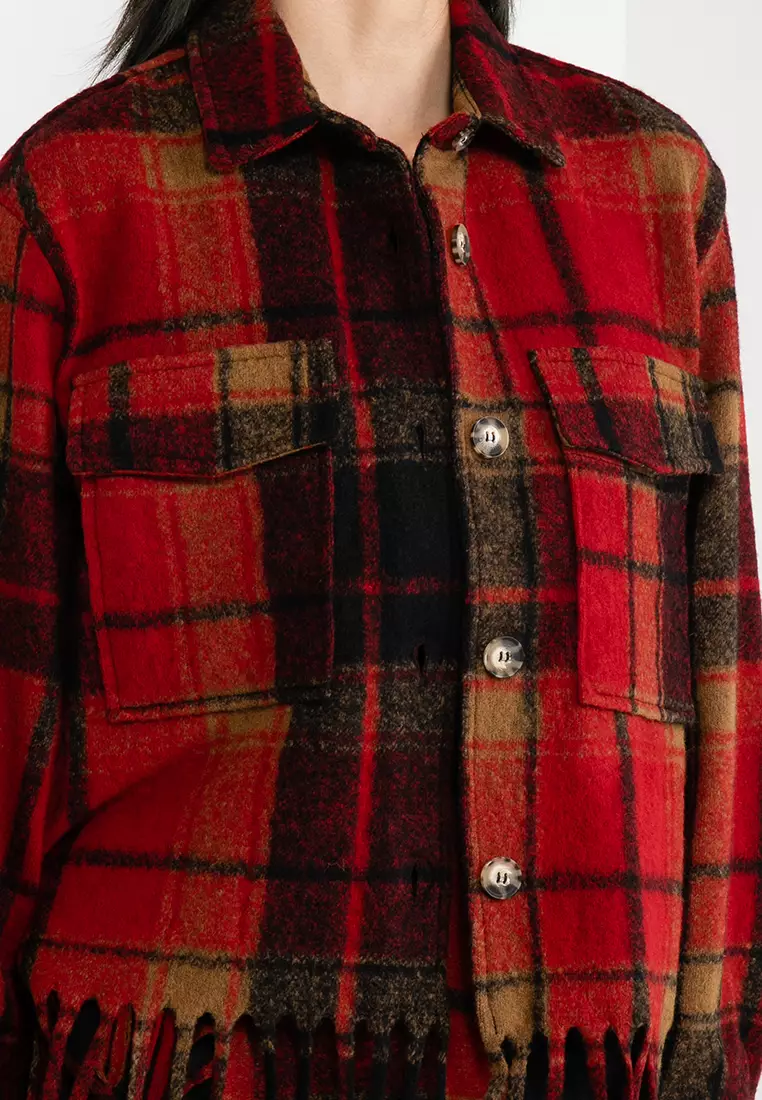 Red and black sale plaid wool jacket