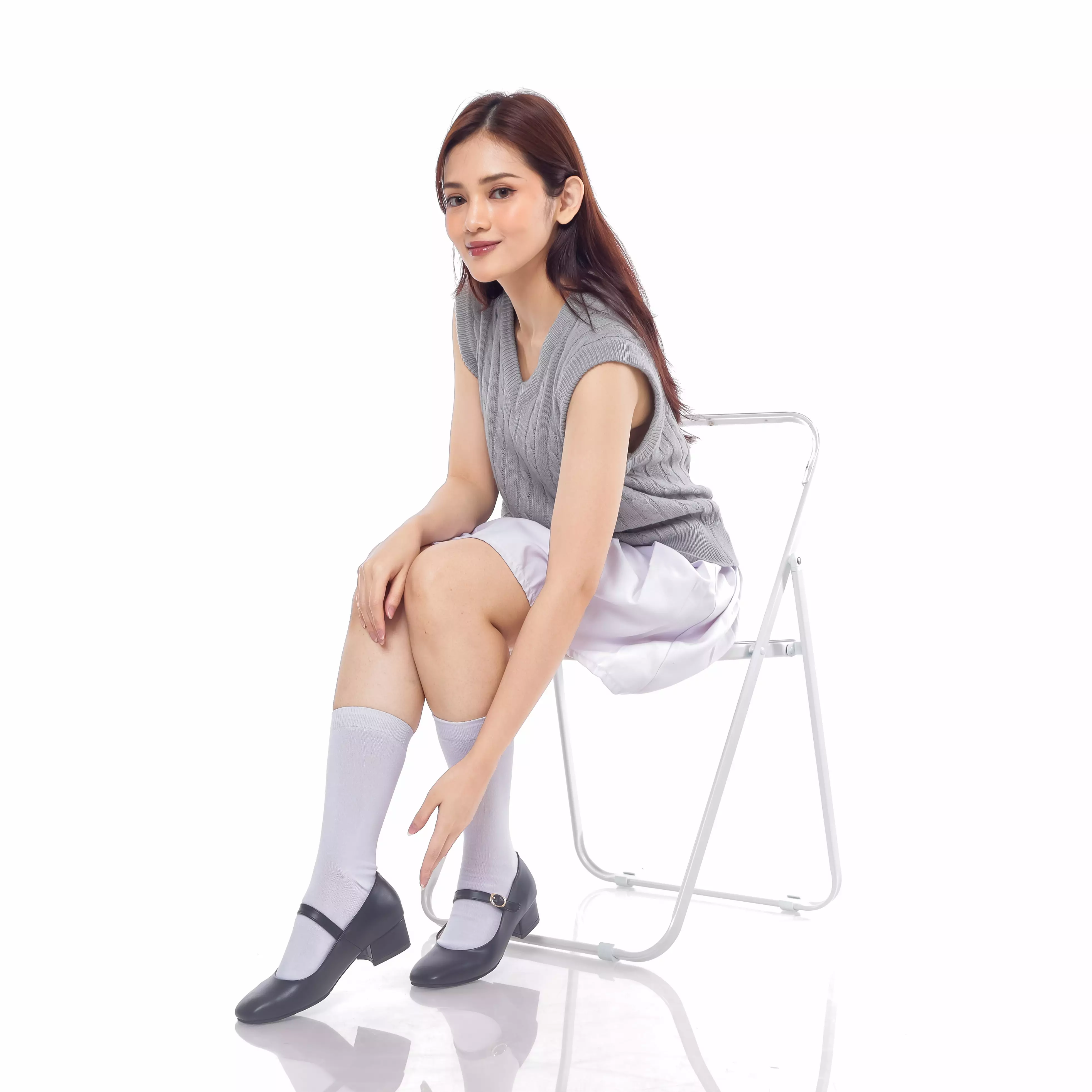 Viona Sepatu Fantopel Pump Vegan Leather Wanita Mary Jane hak 3 cm - Black Nappa