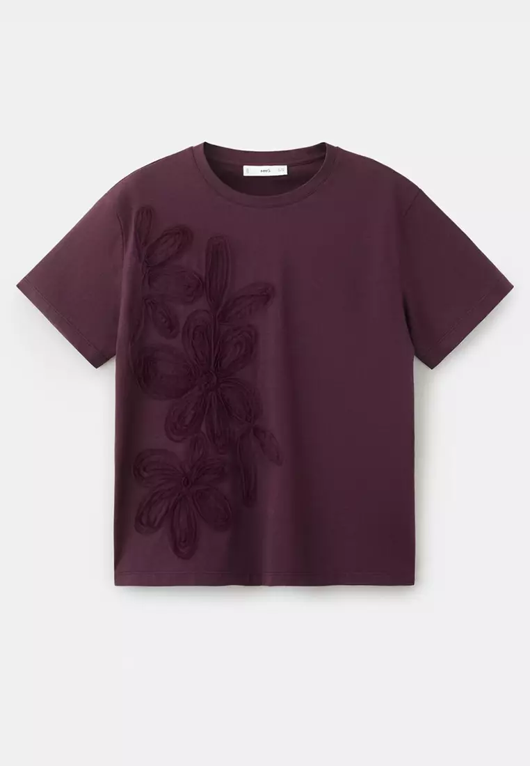 Floral-Embroidered Cotton T-Shirt