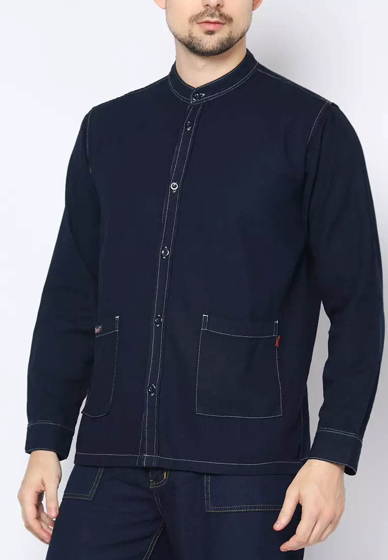 Kemeja Denim Skena L/S Krah Mandarin Saku Besar 182401