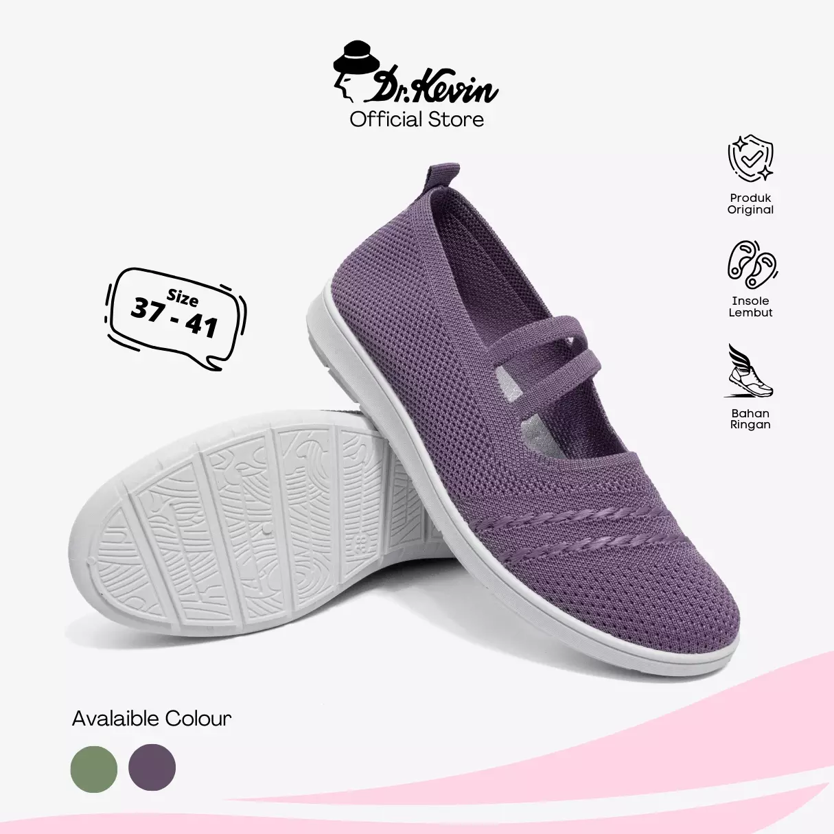 Dr. Kevin Sepatu Olahraga Sport Wanita Sneakers Rajut Slip On Marry Jane 559-009