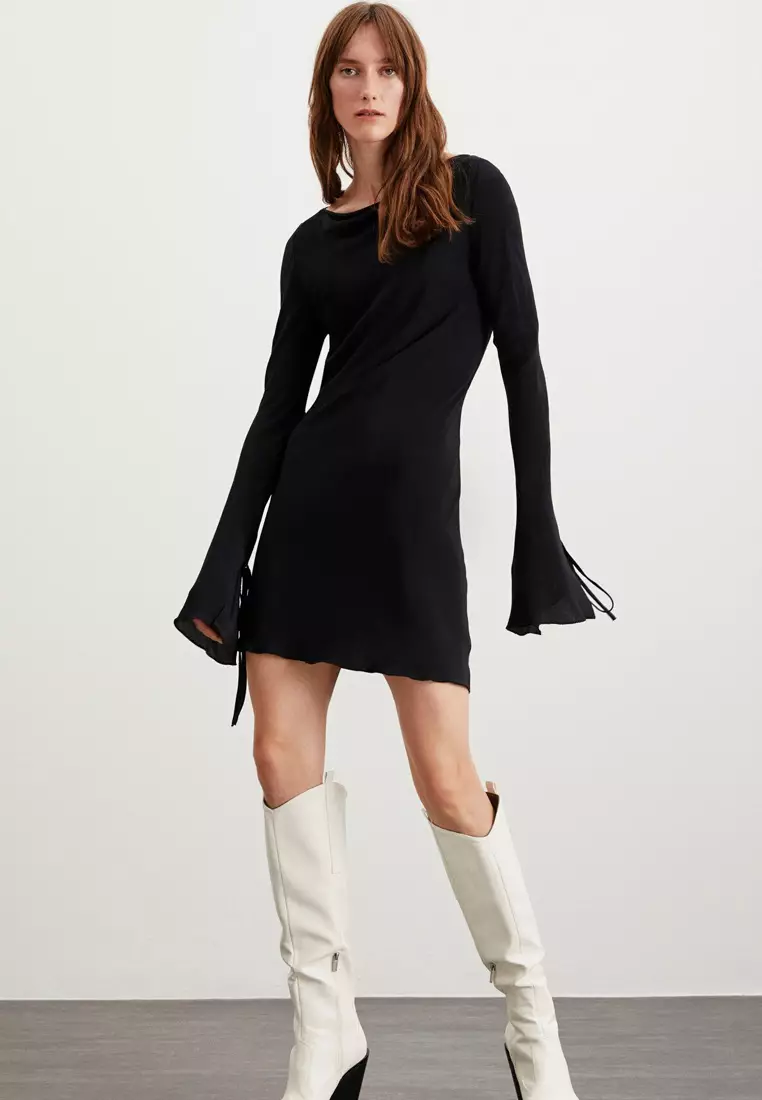 Brandy Woven Waist Open Back Open Flare Sleeve Moroccan Midi Dress