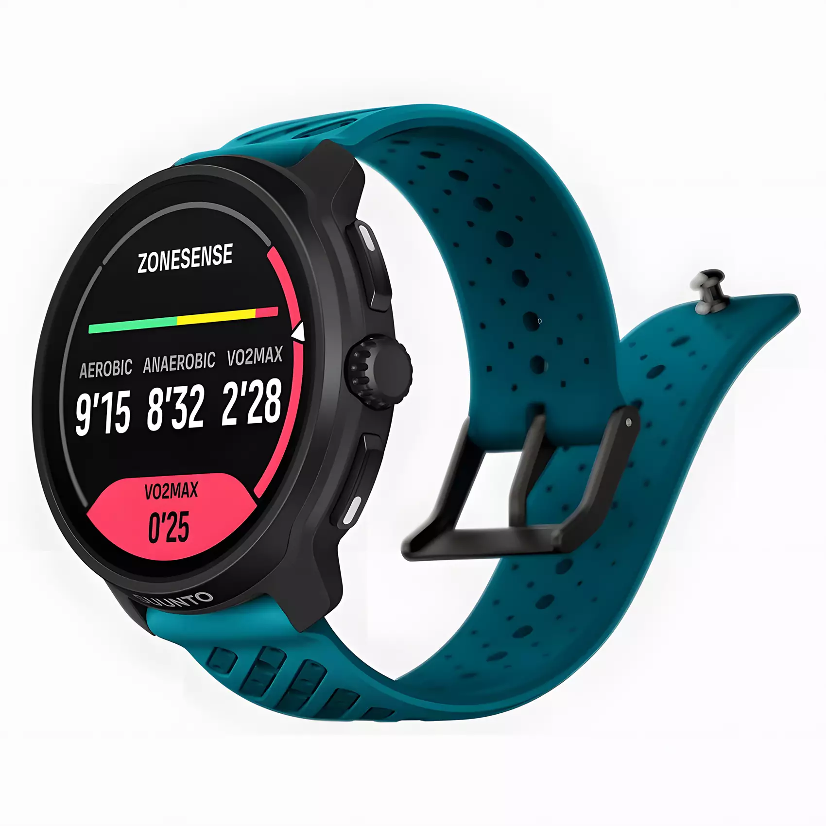 Suunto Race 2 - Jam Tangan Unisex - Dark Brushed Stainless Steel Striped Two-Tone Wave Blue Silicone Strap - SS051242000