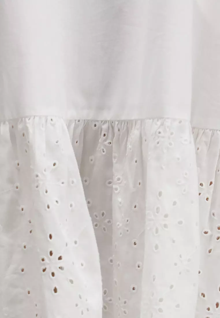 VIRGIO 100% Cotton Schiffli Lace Shirt Dress
