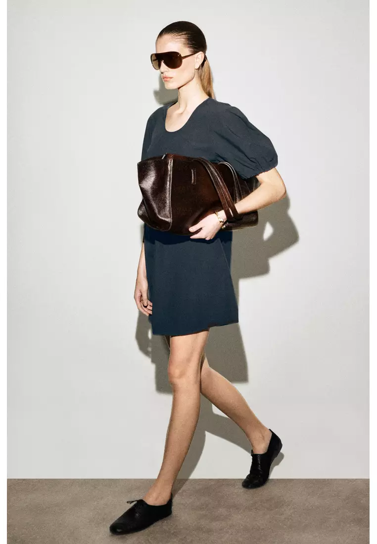 PUFF-SLEEVE COTTON MINI DRESS