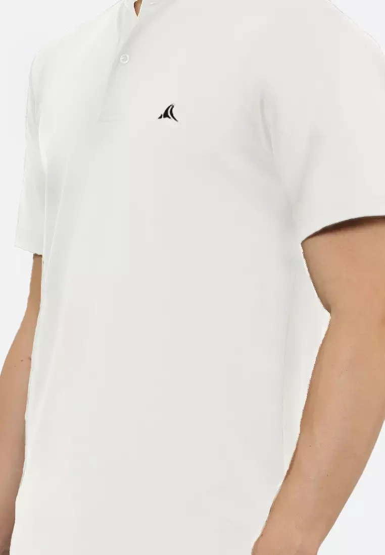 White Luxe Pria Athleisure Tee Desainer Kerah Cina