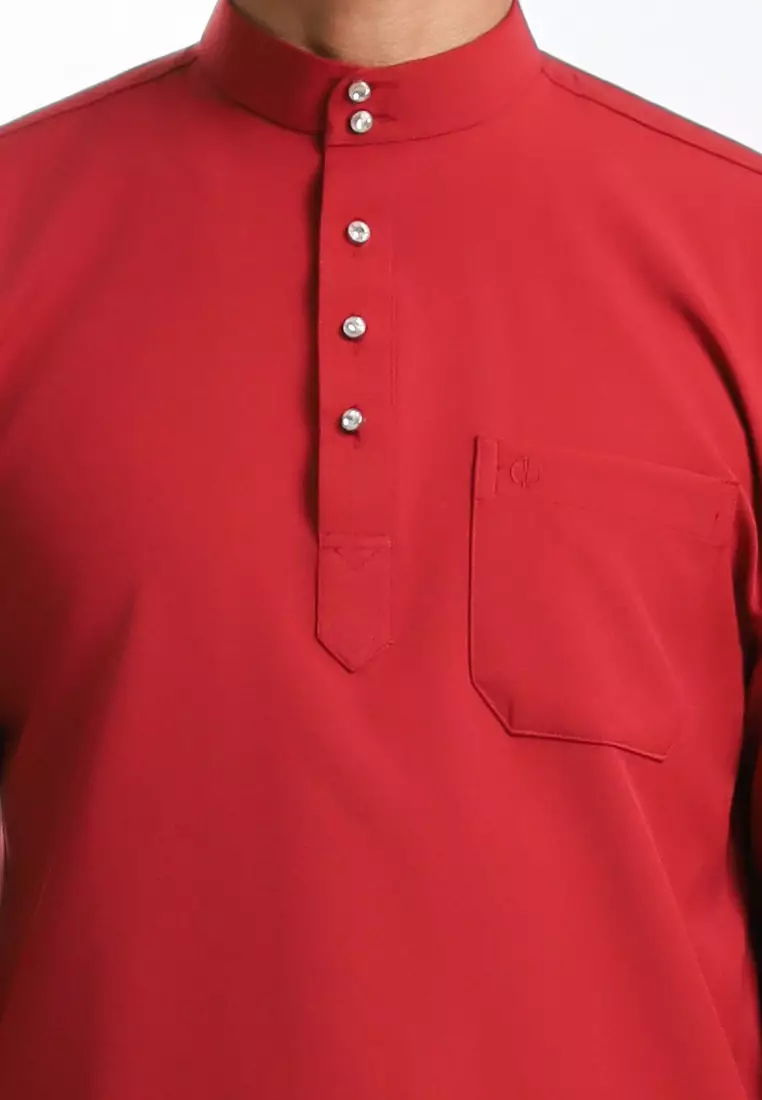 Alain Delon Baju Melayu Cekak Musang Dewasa - 19026001-75Red