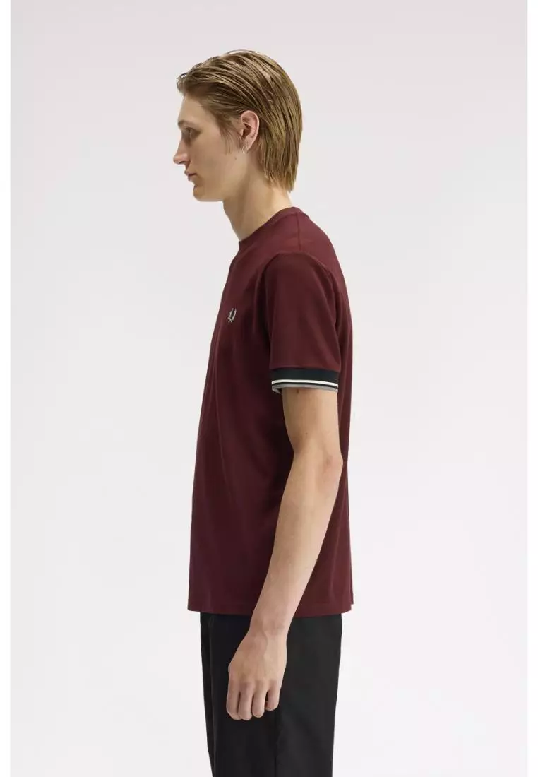 Buy Fred Perry Fred Perry M2396 Twin Tipped Cuff T-Shirt (Oxblood