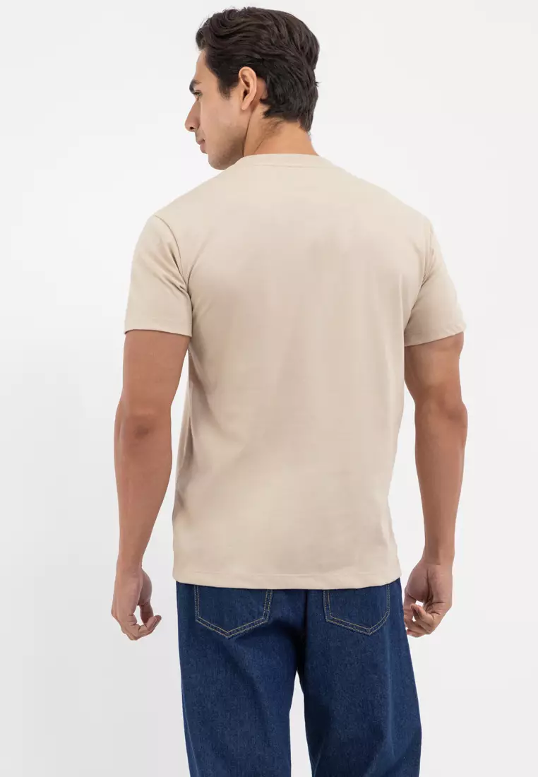 Men's Side Pocket Patch Tee Beige
