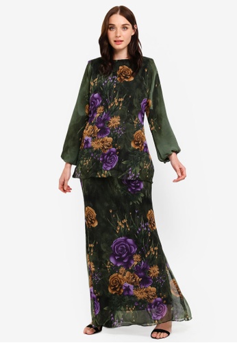 Midi Kurung Mermaid Chiffon Full Lining from Zuco Fashion in Green