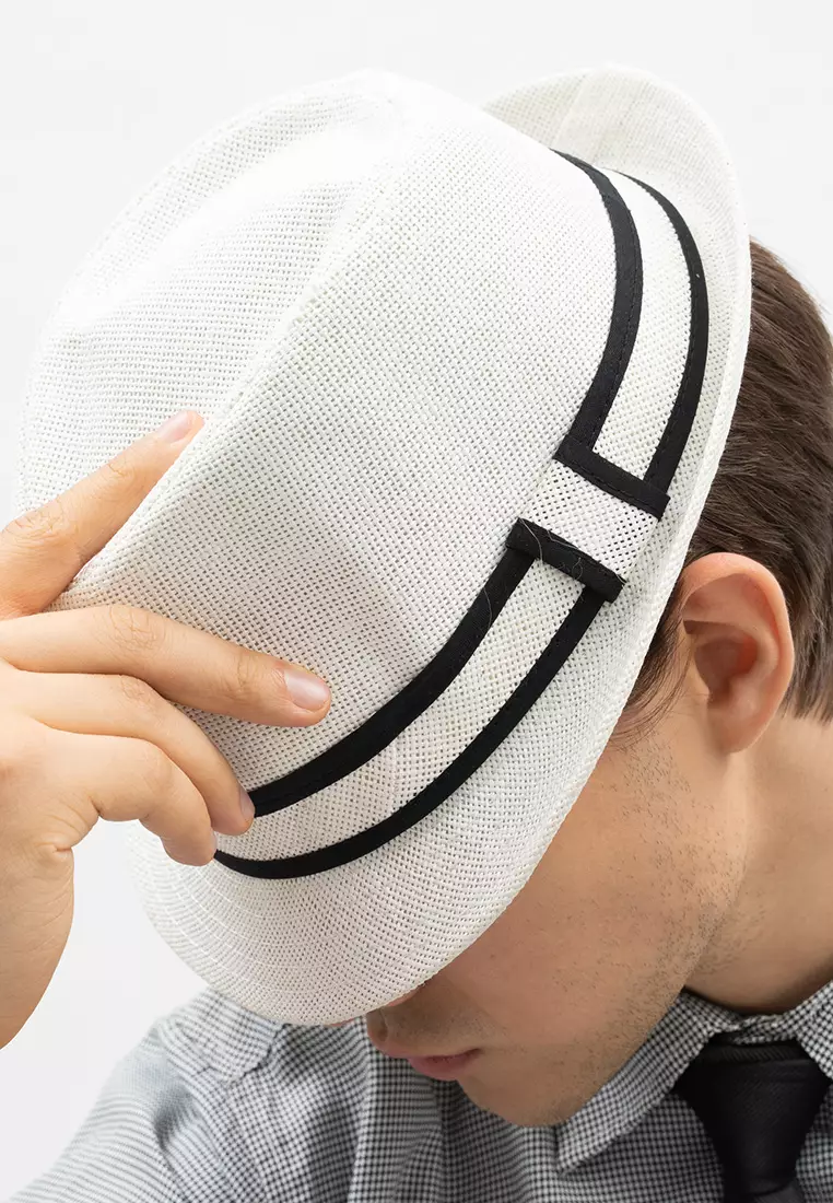 Houseofcuff Topi Fedora Cowboy Hat Fedora Ratan White