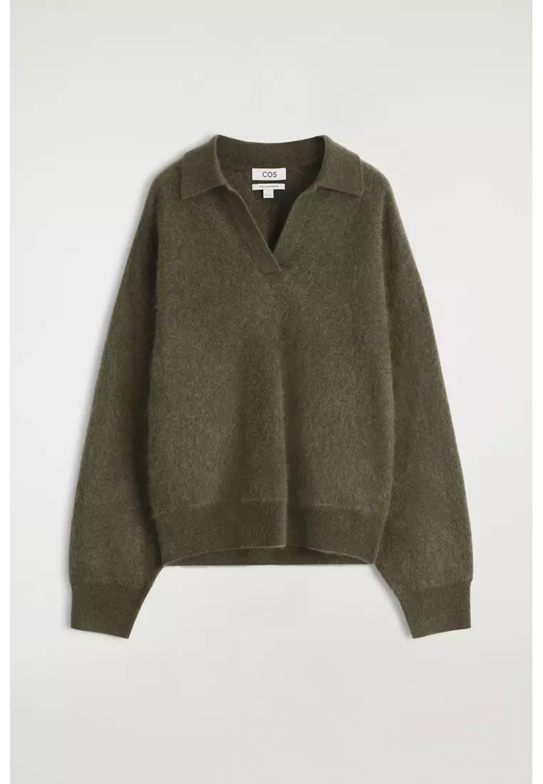 BRUSHED-CASHMERE POLO JUMPER