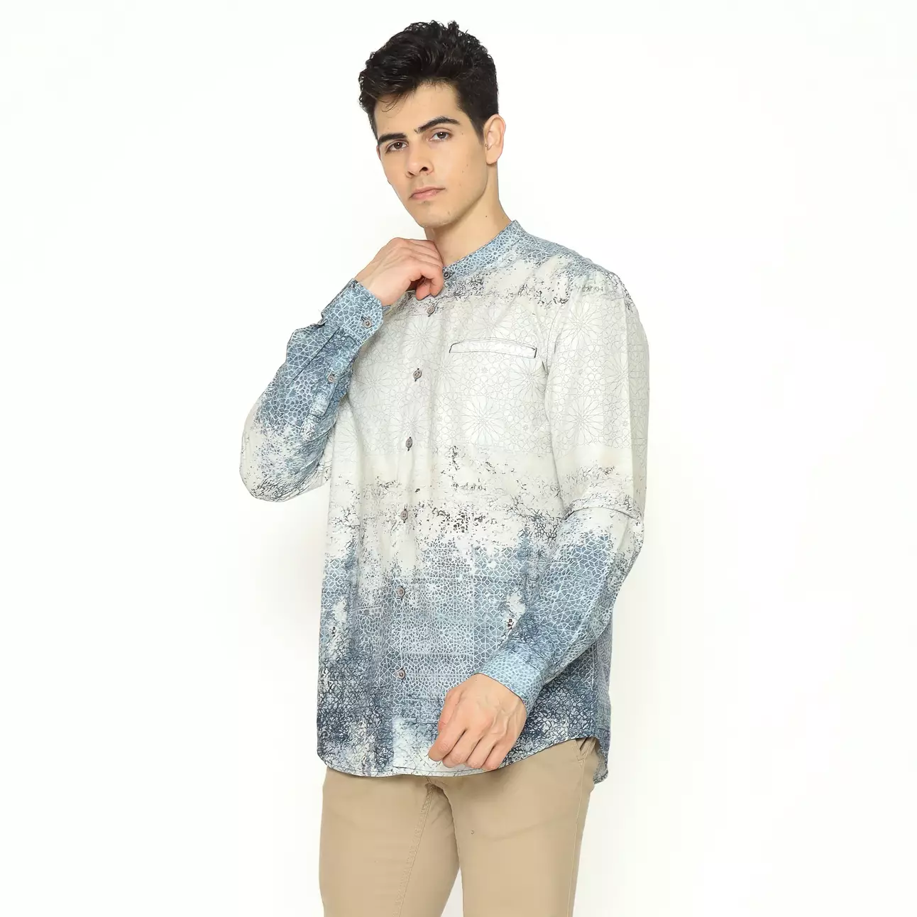 AMK Kemeja Koko Pria Printing  Lengan Panjang KK NIZAM L/S NAVY BLUE