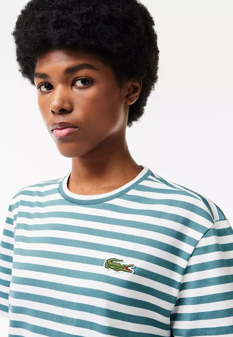Lacoste blue striped t shirt top