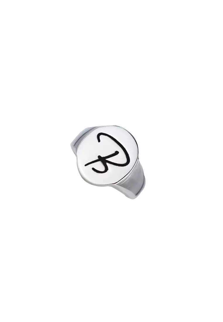 Sterling Silver Letter Signet Ring - B