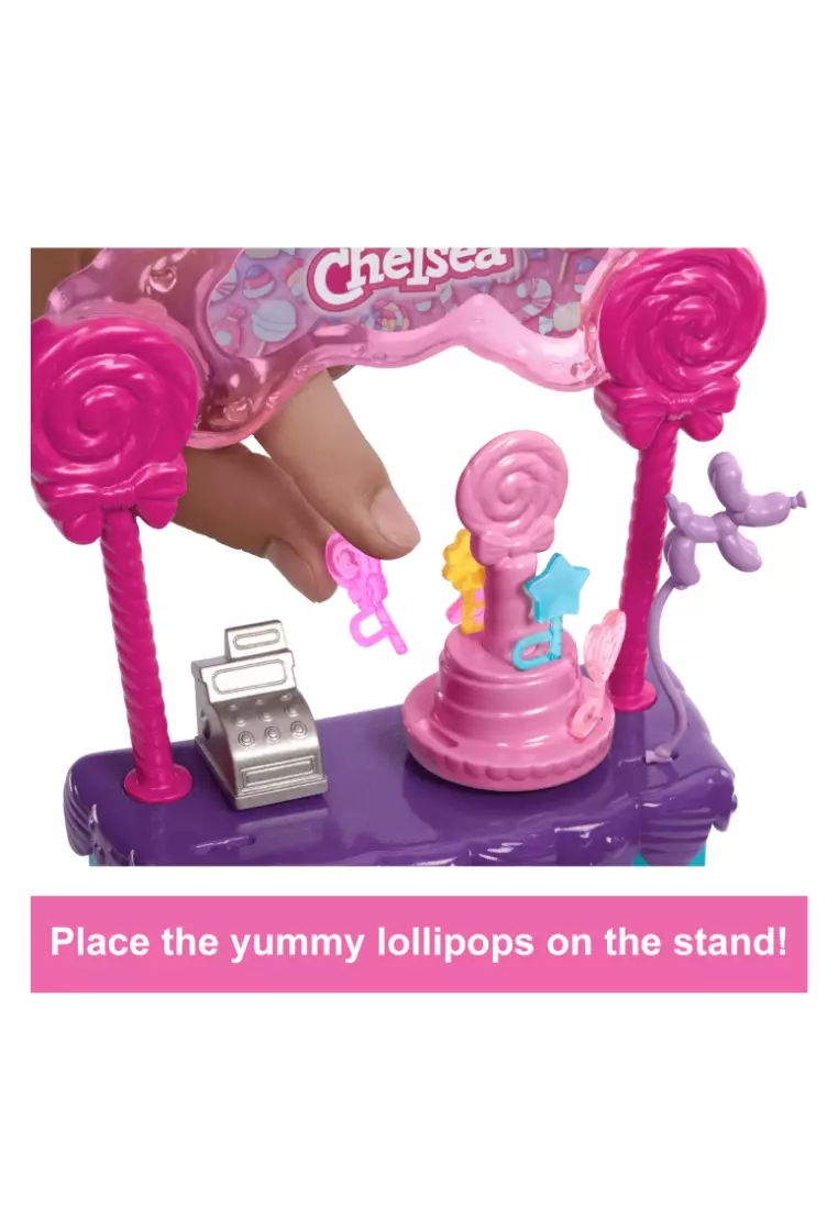 Barbie Chelsea Doll & Lollipop Stand, 10-Piece Toy Playset With Accessories