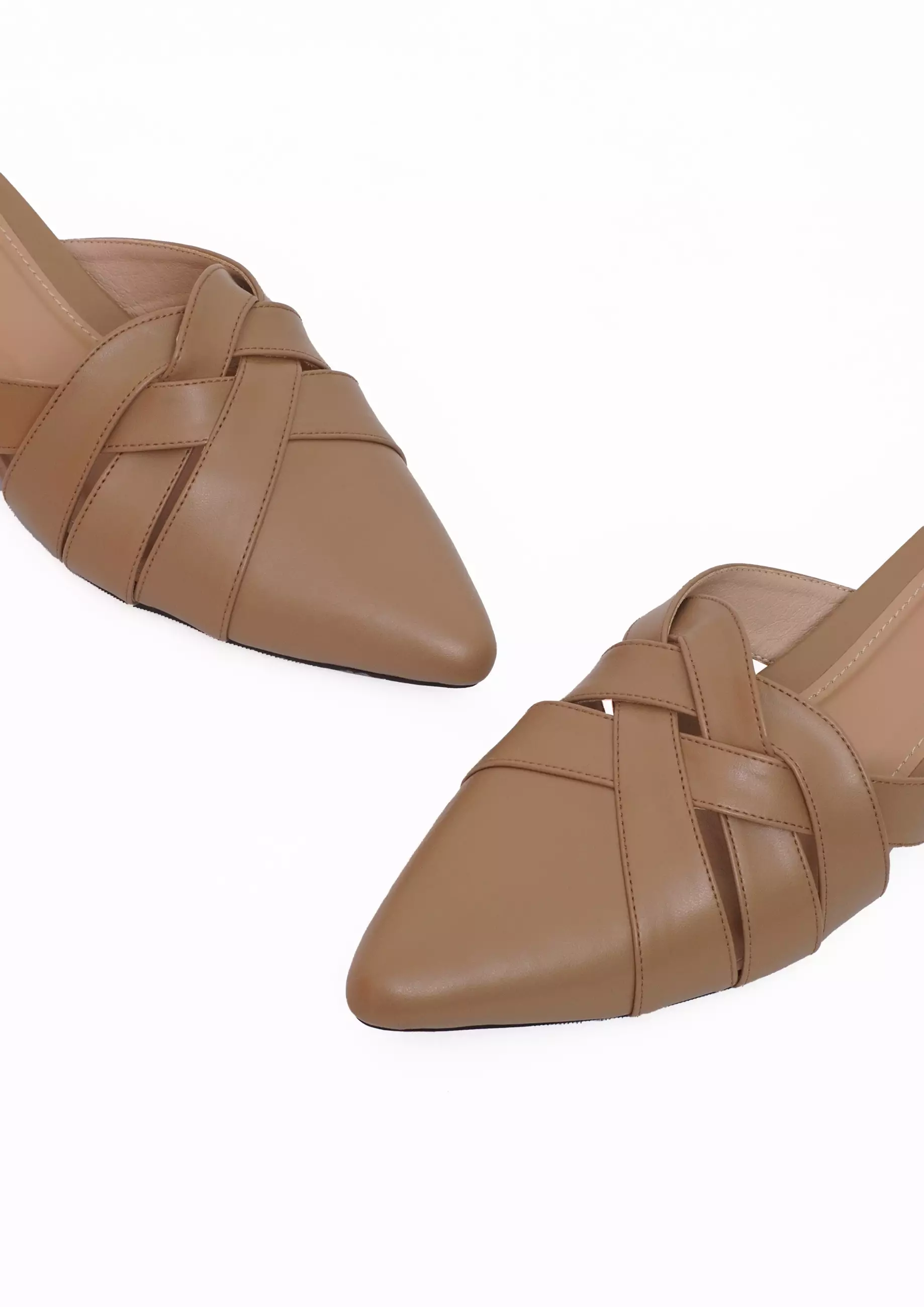VIVI NICI - Tisya Sepatu Sandal Mules Wanita Hak 3 Cm Milk Coffee