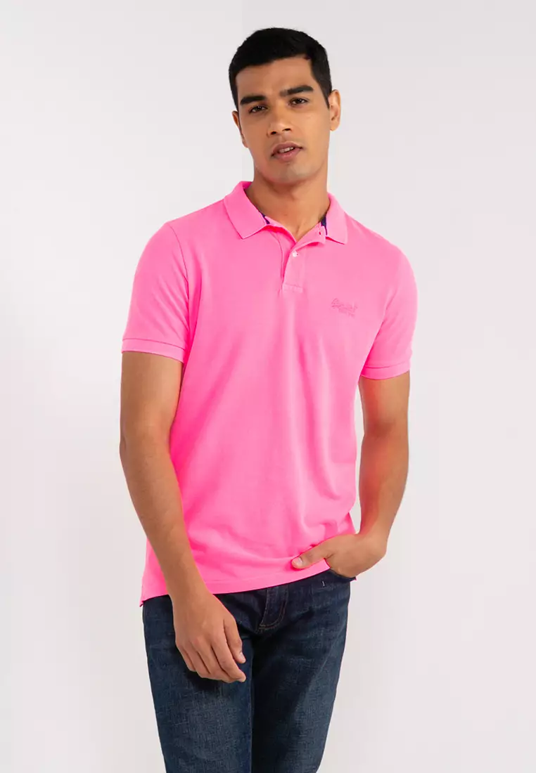 Pink superdry clearance polo shirt