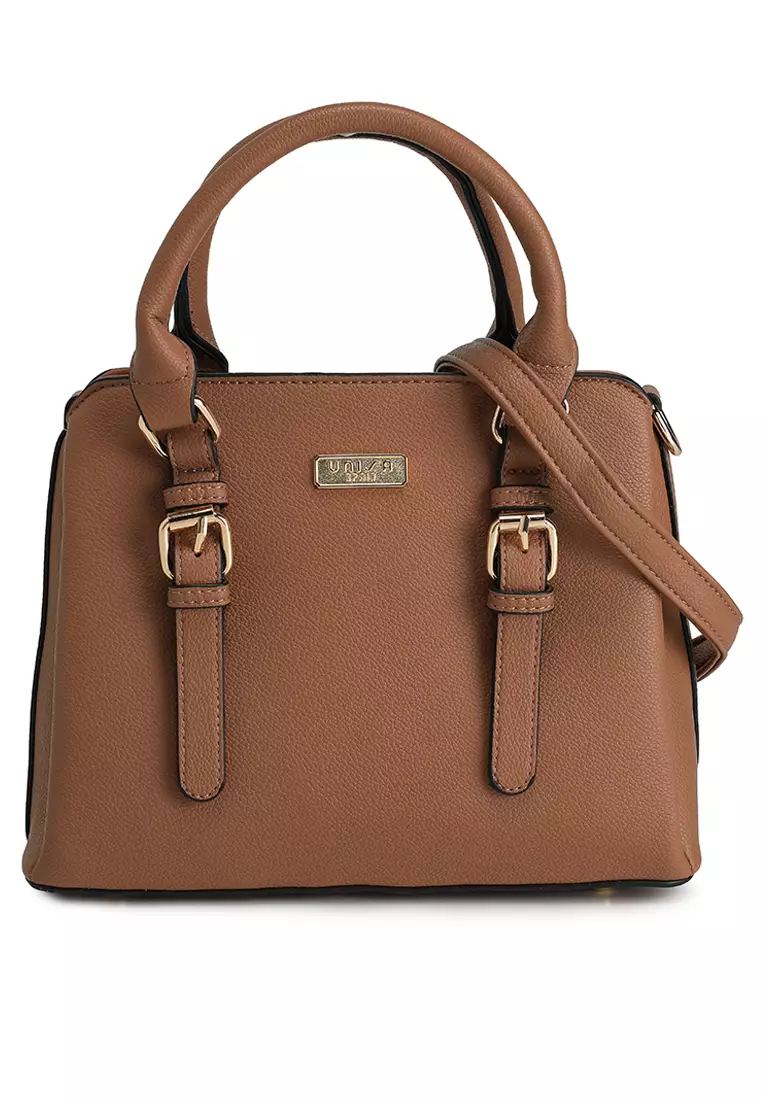 Pebbled Multi-Compartment Top Handle Bag