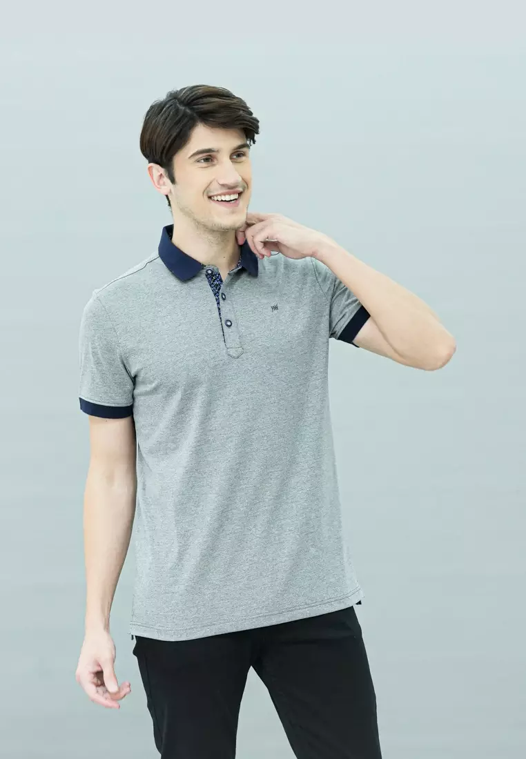 Johnwin - Kaos Polo - Kaos Pria - Kaos Lengan Pendek - Abu - Polos - AWS.625.M282E.01.C-S/S