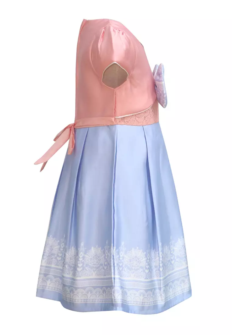 Two Mix Dress Anak Perempuan Bahan Kain Satin - Baju Anak Perempuan Fashion Usia 1-12 Tahun 4274