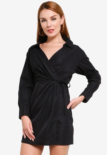 H&M black Wrap Dress 93618AA8F5EDD1GS_1