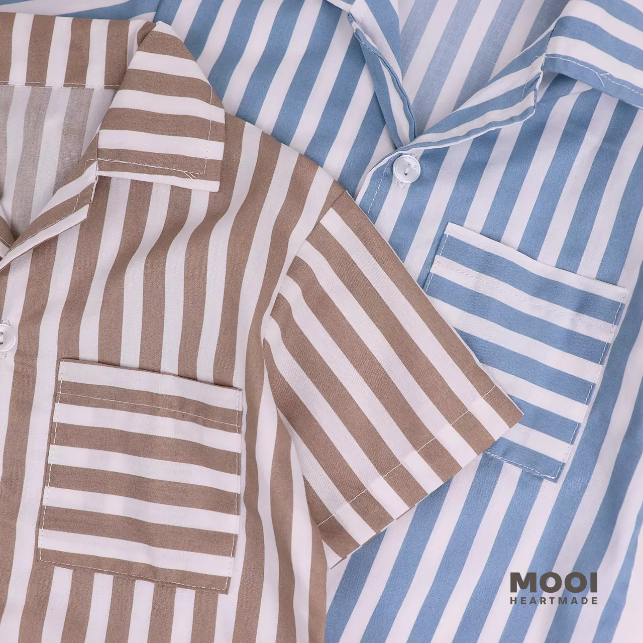 Mooi Kemeja Anak Laki-laki Kemeja Katun Motif Arka Striped Shirt - Clary Sage