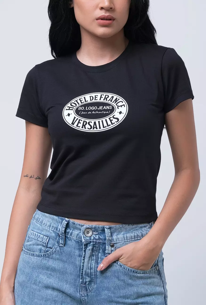 Kaos Wanita Baby Tee Elina Black